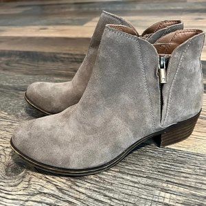 Lucky Brand Suede “Brenon” 7.5 women’s boots booties shoes tan taupe